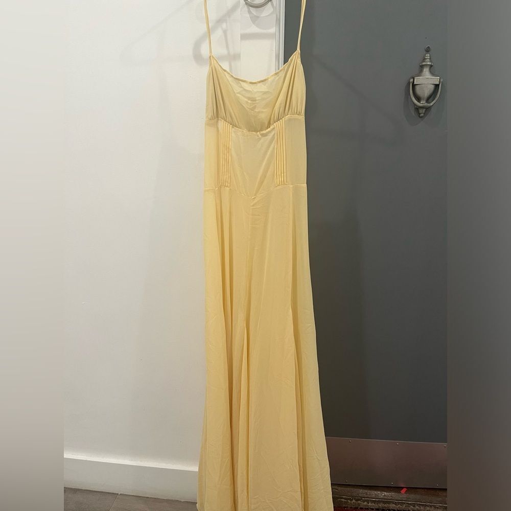 NWT Camila Coelho Maxi Dress Butter Yellow Sheer Dia Slip Wedding Guest size S - Picture 6 of 10